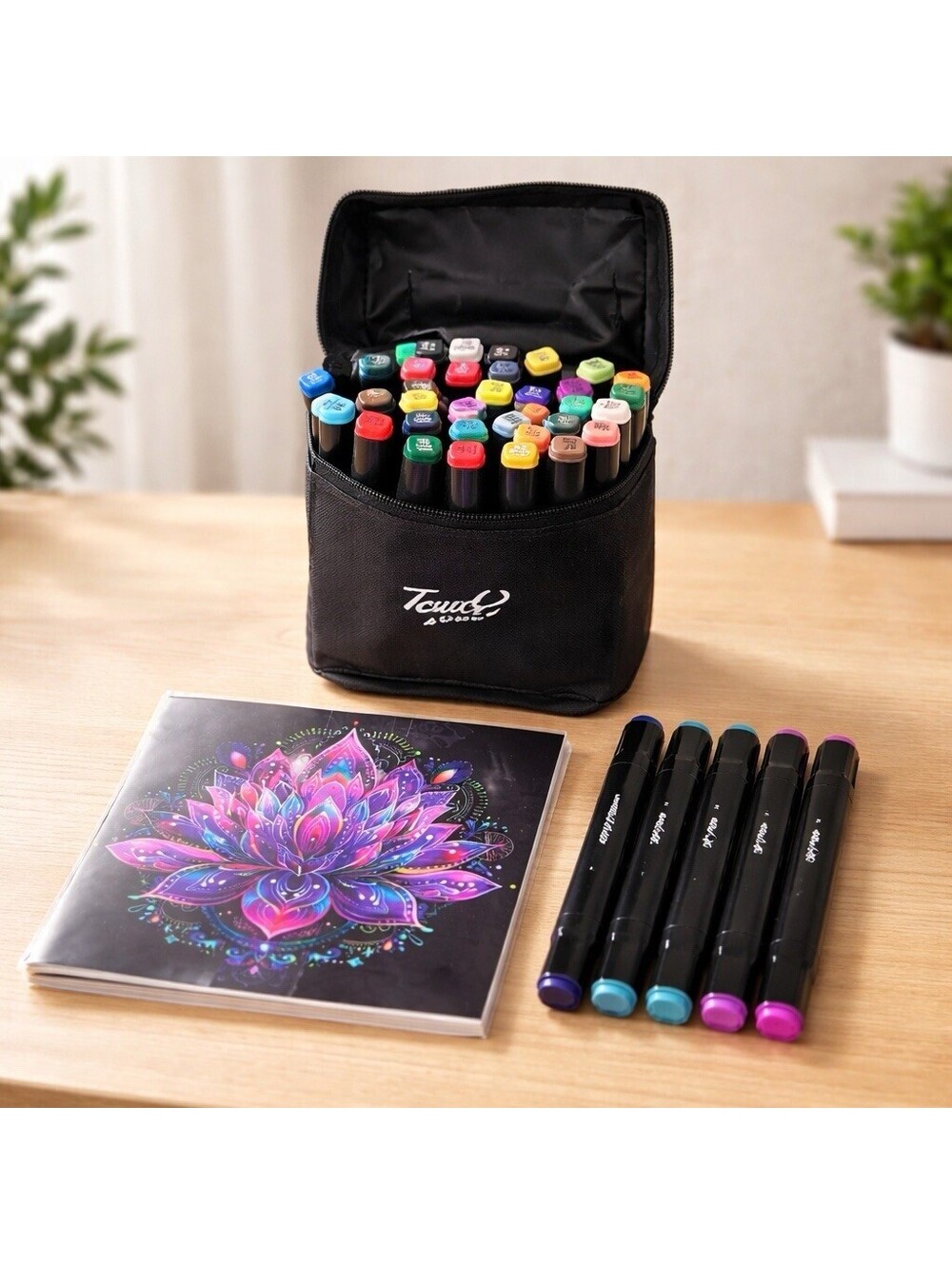 40 Colors Alcohol Markers Dual Tip Art Marker Set Carry Case Adult Coloring New